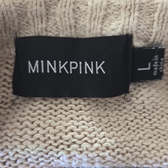 MINKPINK Y2K Cream PEACED OFF Sweater Size L - Picture 4 of 4